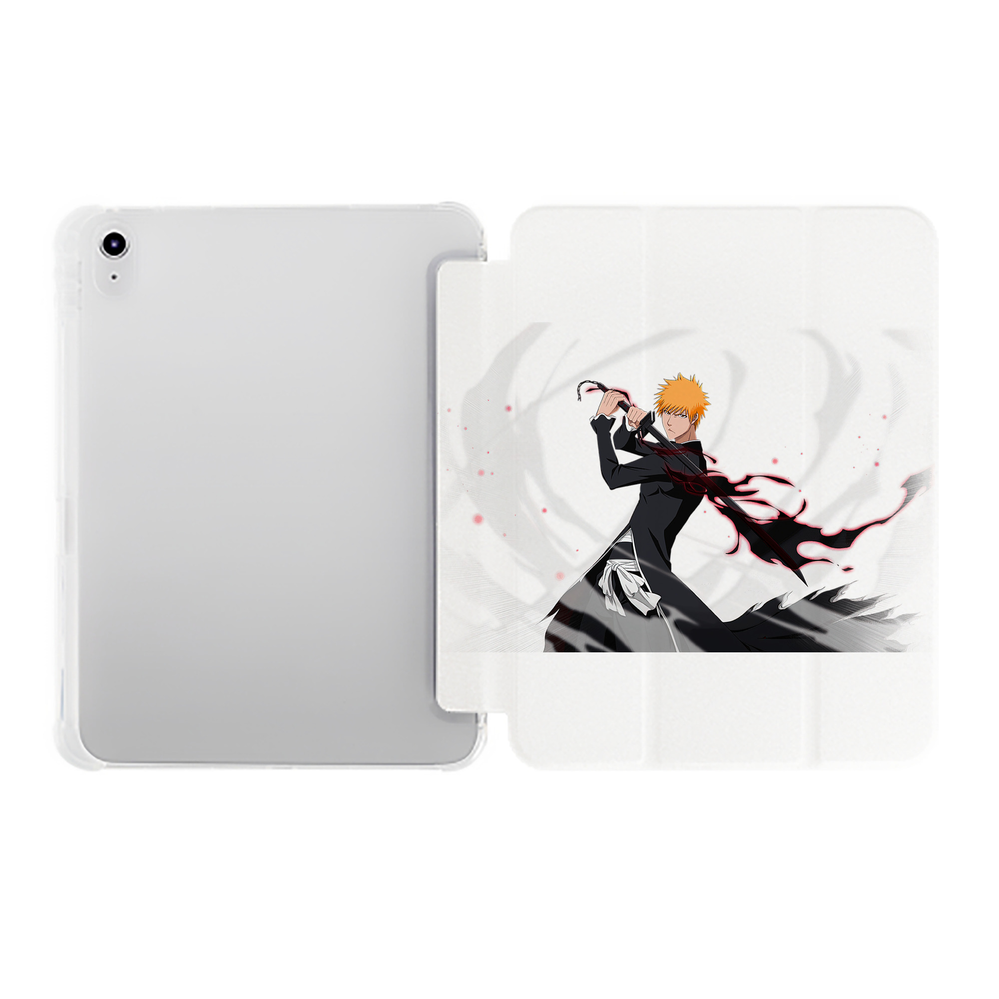 （画像用） ブリーチ 黒崎一護（くろさき いちご）BLEACH Kurosaki Ichigo IPad ケース ペン収納付き 三つ折りスタンド PUレザー×シリコン 対応機種9.5/10.5/10.9インチ